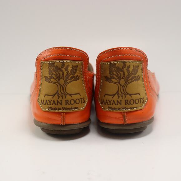 Mayan Roots Women’s 7 Slip On Leather Flats Handmade Loafers Honduras Orange - Picture 4 of 7